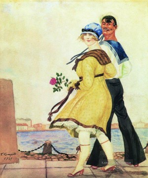  1921 Galerie - Matrose und sein Mädchen 1921 Boris Michailowitsch Kustodiew
